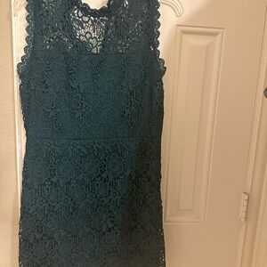 Elegant Lace Sleeveless Dress - Teal